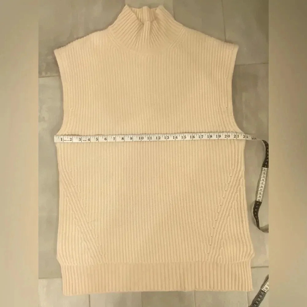 J. Crew Cashmere Sleeveless Turtleneck Tunic Heather Muslin Size M/L - Picture 7 of 10